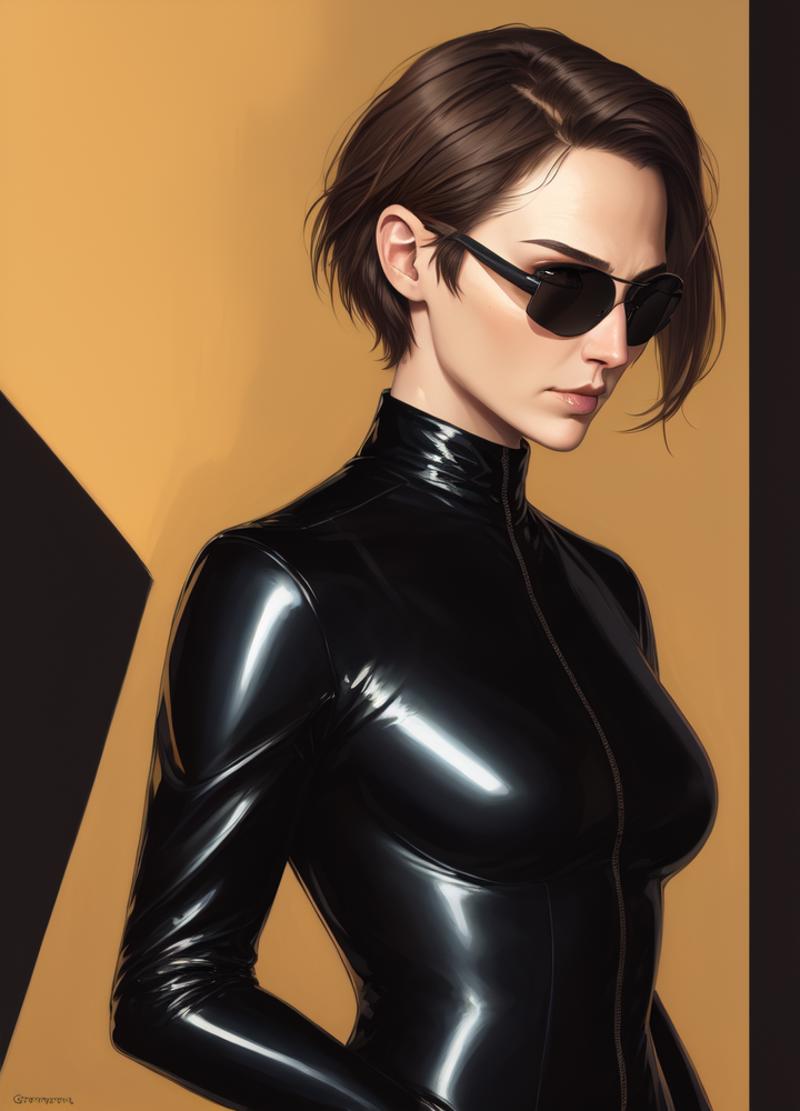 04972-322538049-portrait photo of (gldot), dressed as (Trinity from the Matrix_1.3) in a (long black overcoat) wearing skintight latex clothing,.png